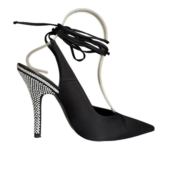 THE ATTICO Black Venus Slingback Crystal Heels - Picture 11 of 16